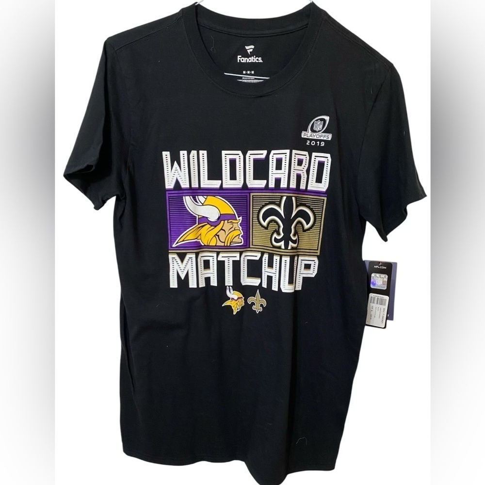 New Orleans Saints Vikings NFL 2019 Wildcard Matchup TShirt NWT Size Med.